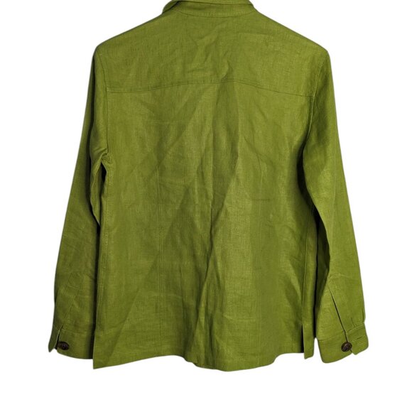 Lafayette 148 100% Linen Women's Size 4 Oversized Green Blazer Jacket Blouse - Picture 2 of 6